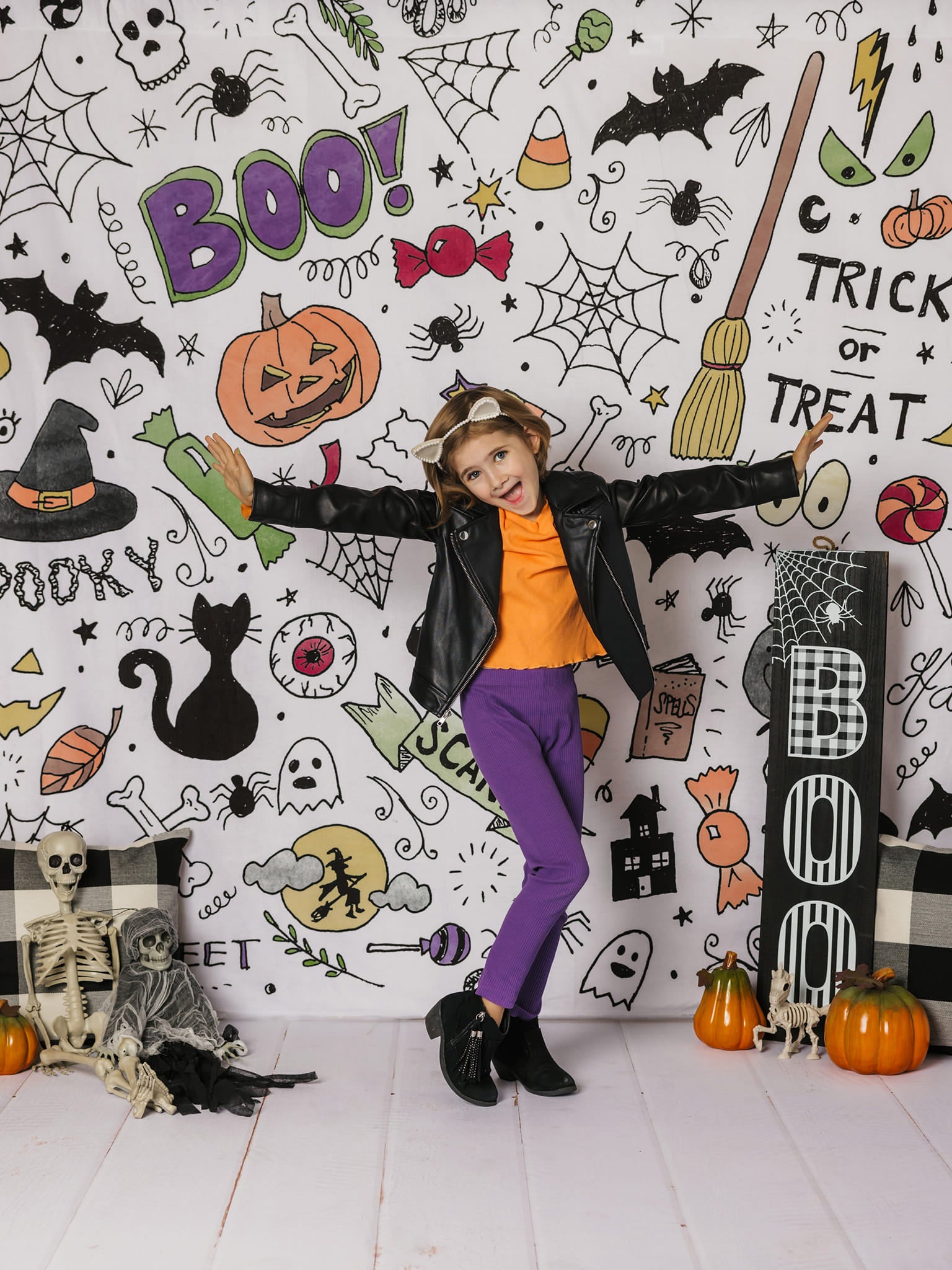 Kate Color Halloween Doodles Backdrop Designed by Mandy Ringe Photography