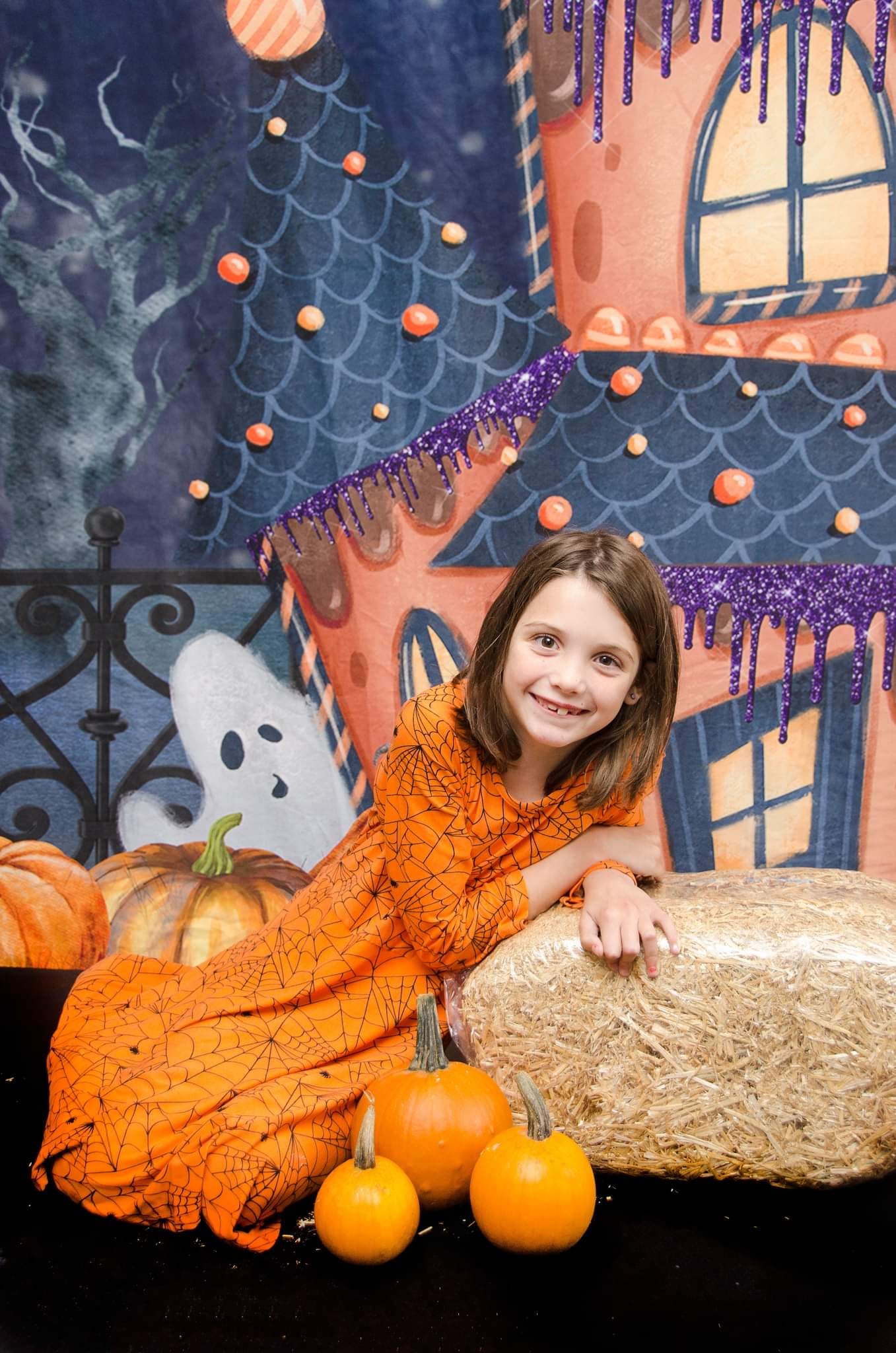 Kate Halloween Cute Haunted House Backdrop Designed by Candice Compton