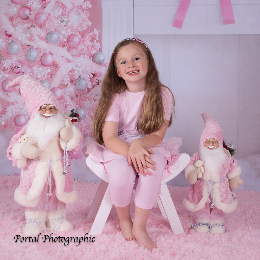 Kate Christmas Backdrop Fireplace Pink Tree Princess for Photography