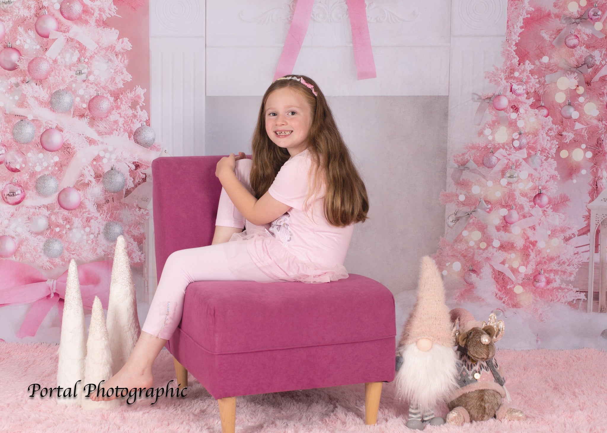 Kate Christmas Backdrop Fireplace Pink Tree Princess Designed by Emetselch
