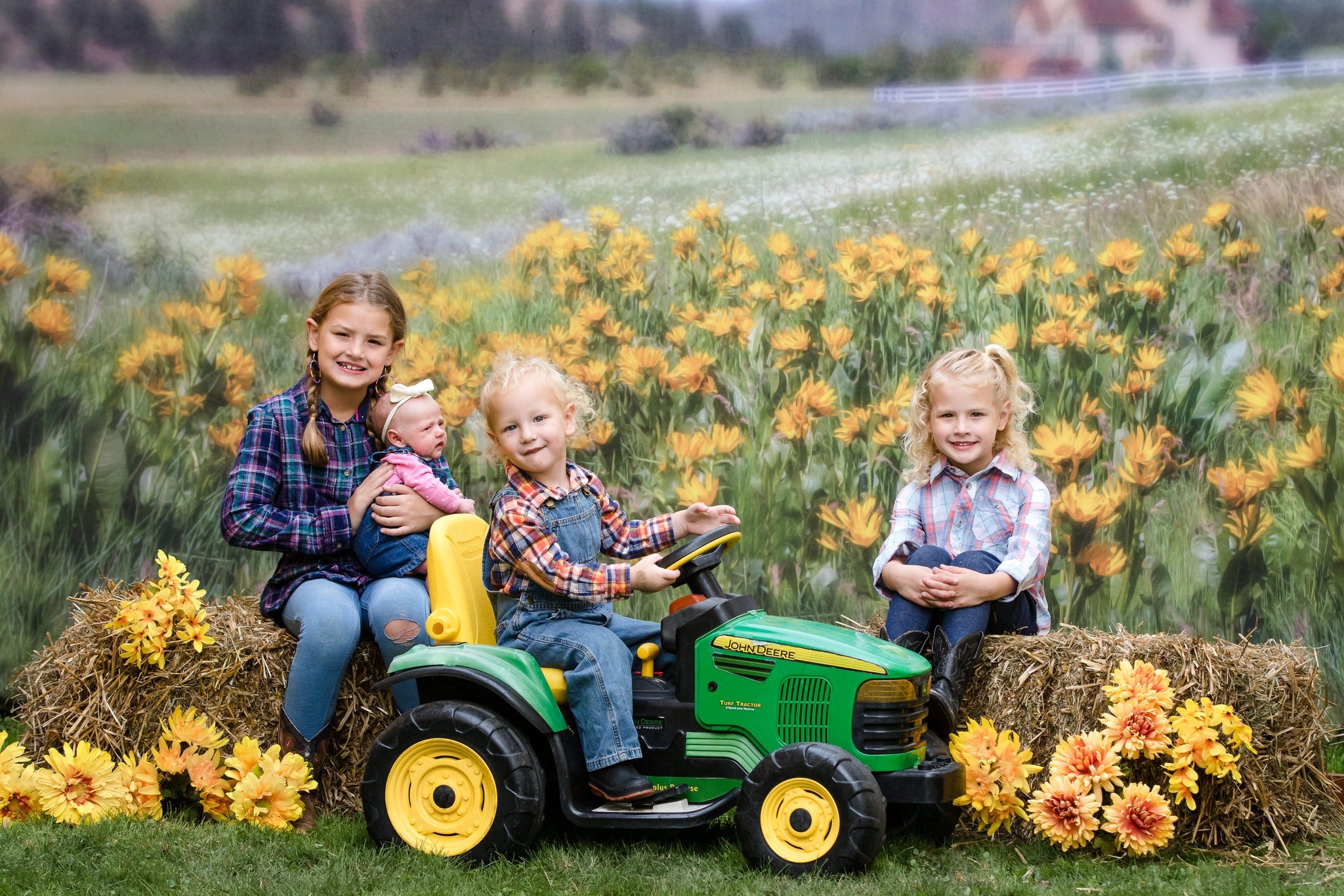 Kate Mountain Meadow Summer Sunflowers Backdrop for Photography Designed by Lisa Granden