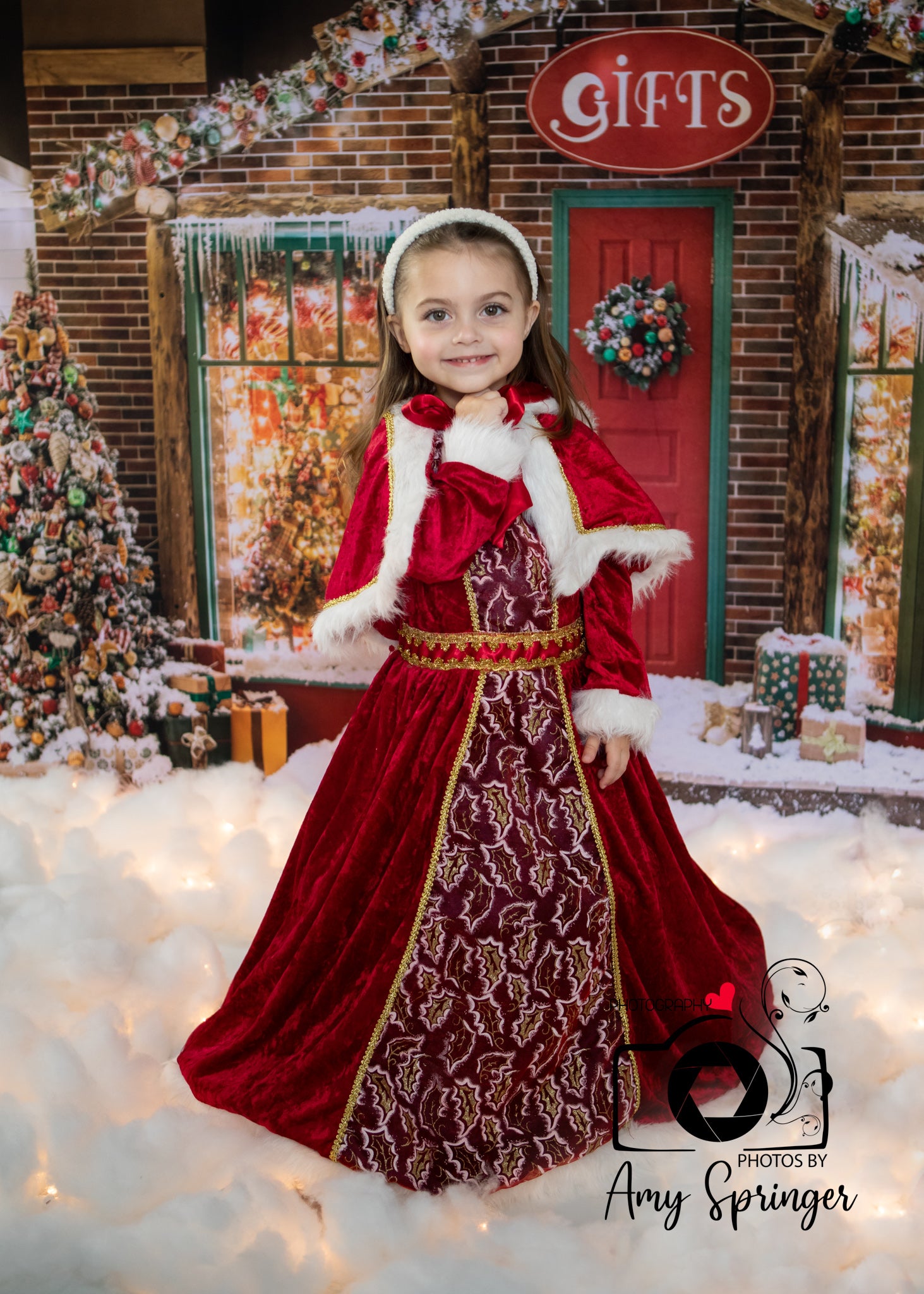 Kate Christmas Giftshop Decorations Snow Backdrop for Photography
