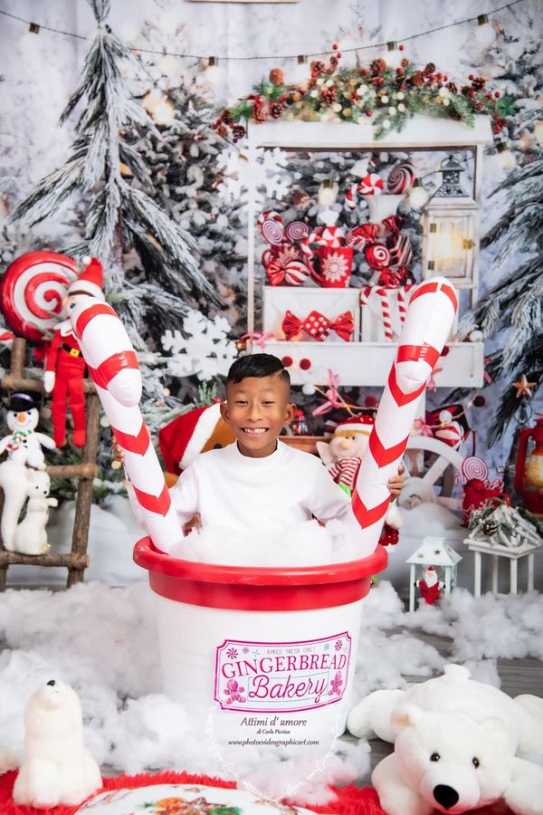 Kate Christmas Backdrop Hot Cocoa Outdoor Snow Designed by Chain Photography