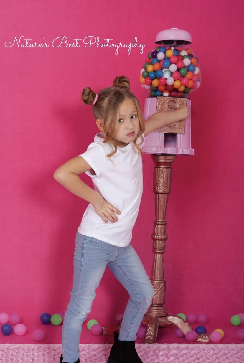 Kate Cake Smash Party Backdrop Pink Gumball Fun Birthday for Photography Designed by Erin Larkins
