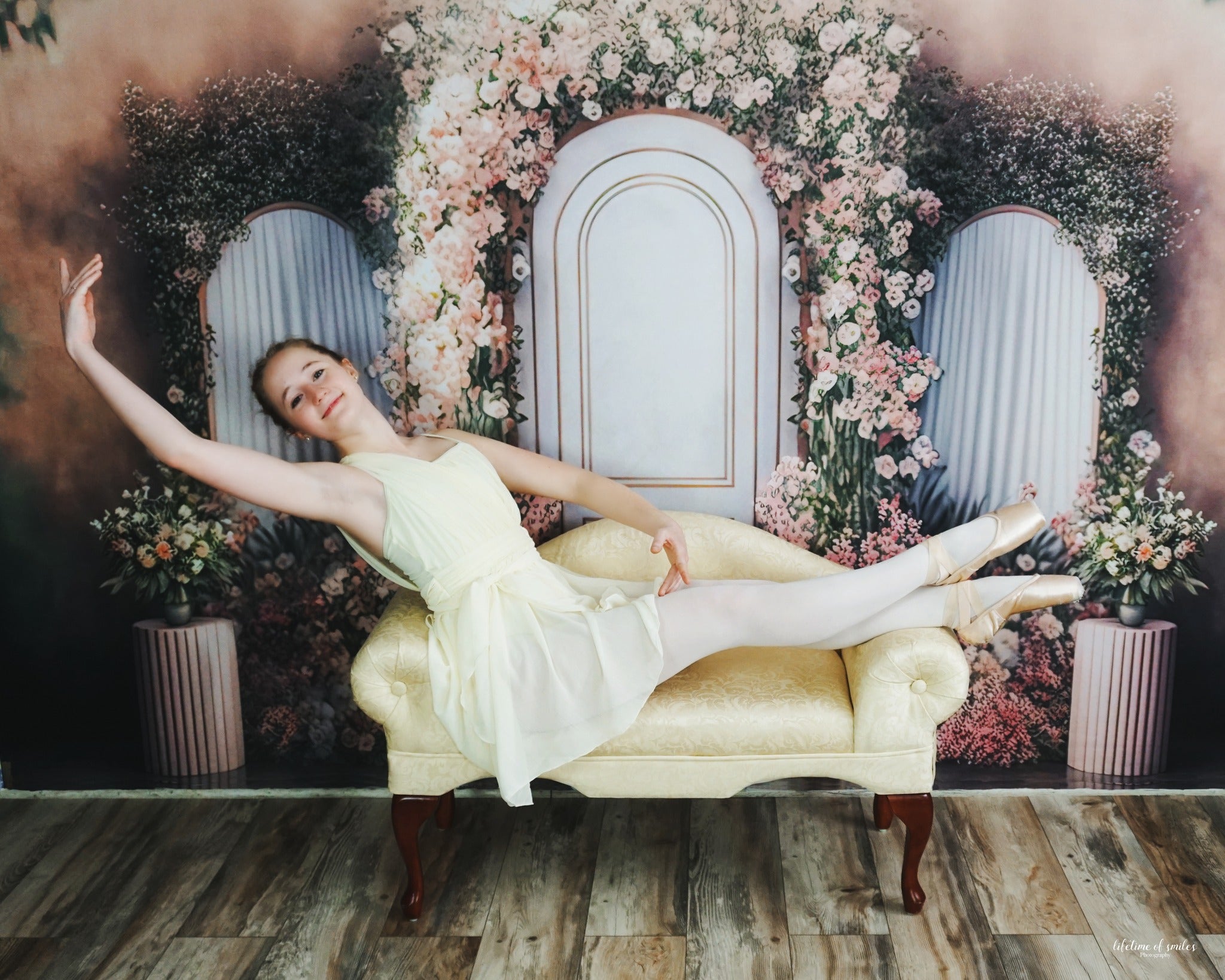 Kate Painted Spring Interior Floral Pink Marble Panels Backdrop Designed by Mini MakeBelieve