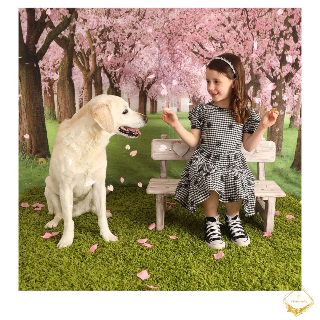 Kate Spring Flower Tree Backdrop Grassland Cherry Blossom for Photography