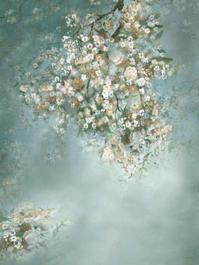 Katebackdrop鎷㈡綖Kate Painting Green Spring Flowers backdrop Background US