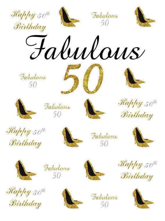 Katebackdrop鎷㈡綖Kate 50th Birthday Gold Custom Step and Repeat Photo Backgrounds for Party