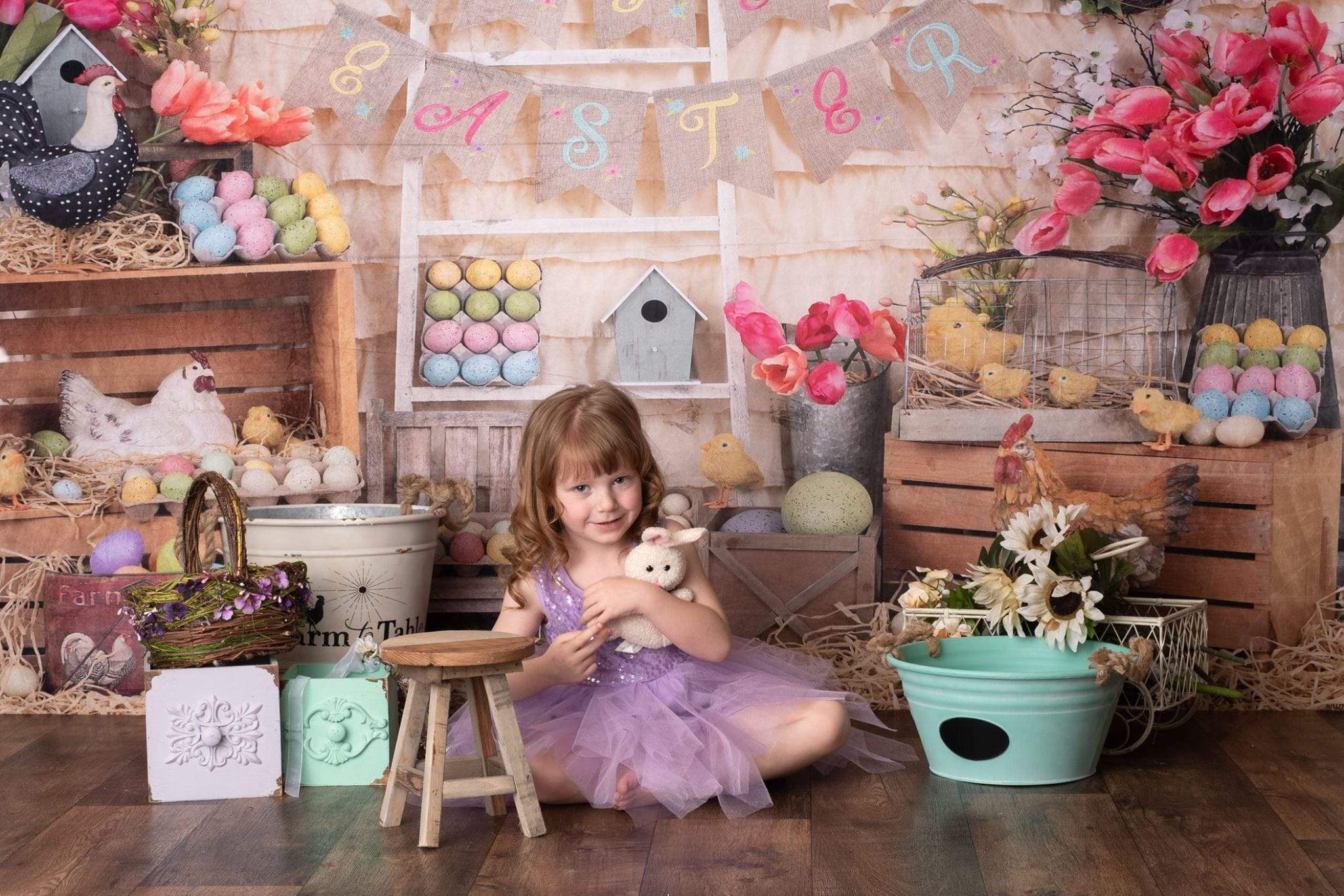 Katebackdrop鎷㈡綖Kate Colorful Eggs Happy Easter Backdrop for Photography
