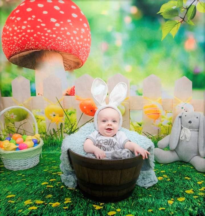 Katebackdrop£ºKate Easter Backdrops Natural Scenery Spring Photography Yellow Flowers Colorful Eggs Photo Background