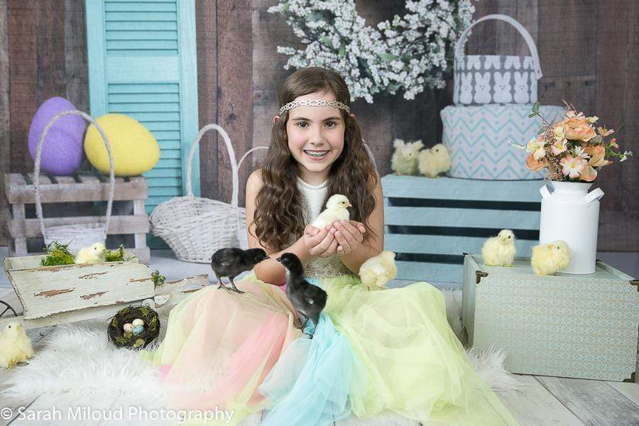 Katebackdrop£ºKate Wood Wall Flowers Easter Decorations Spring Backdrop for Photography Designed by Tyna Renner