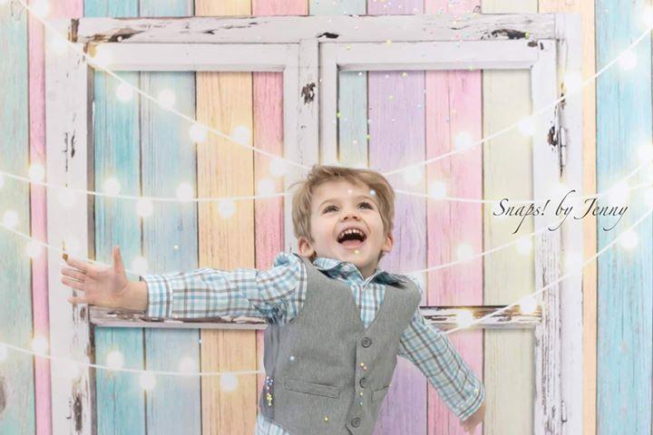 Katebackdrop£ºKate Birthday Baby Colorful Wood Wall with Window Easter Backdrop for Children Designed by JFCC