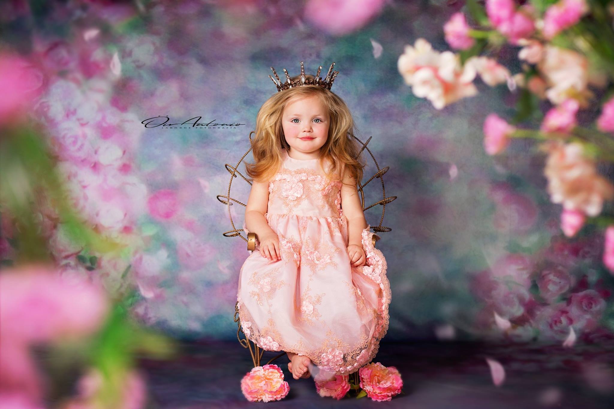 Kate Pink Florals Hand Painting Liked Portrait Photography Backdrops - Katebackdrop