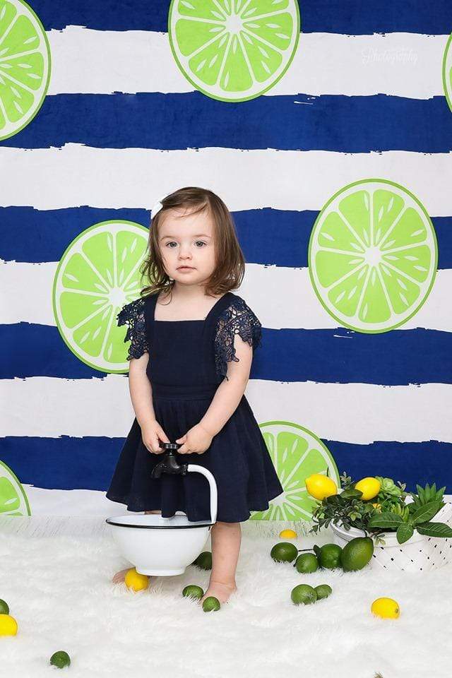 Katebackdrop鎷㈡綖Kate Lemons Blue and White Stripe Backdrop for Photography Summer Holiday Children
