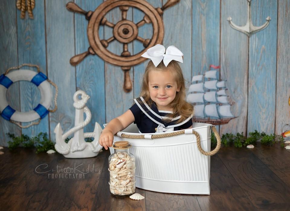 Katebackdrop鎷㈡綖Kate Adventure Nautical Sailor Children Backdrop for Photography Designed by JFCC