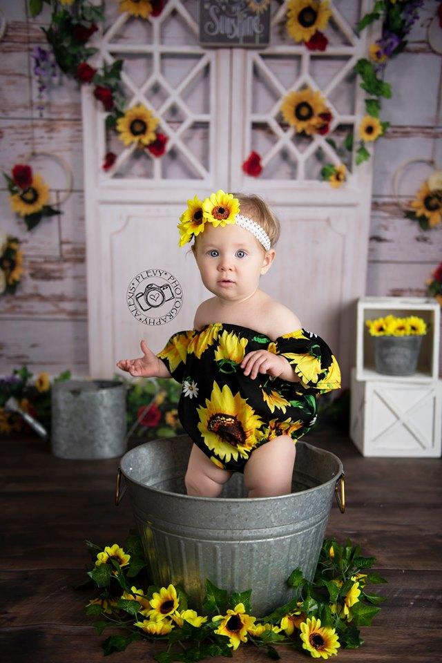 Katebackdrop鎷㈡綖Kate You Are My Sunshine Summer Sunflower Mother's Day Backdrop Designed by Stacilynnphotography