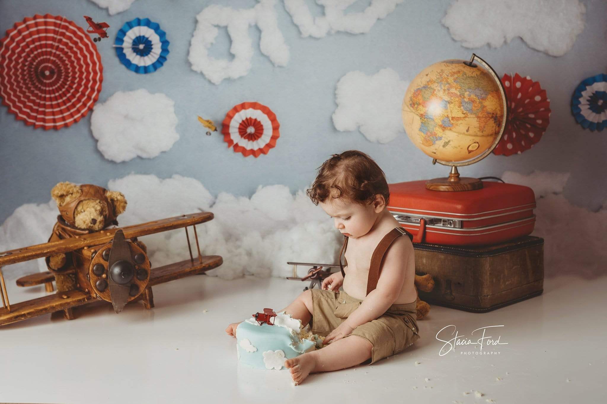 Katebackdrop£ºKate Time Flies Clouds Birthday Children Backdrop for Photography Designed by Lisa B