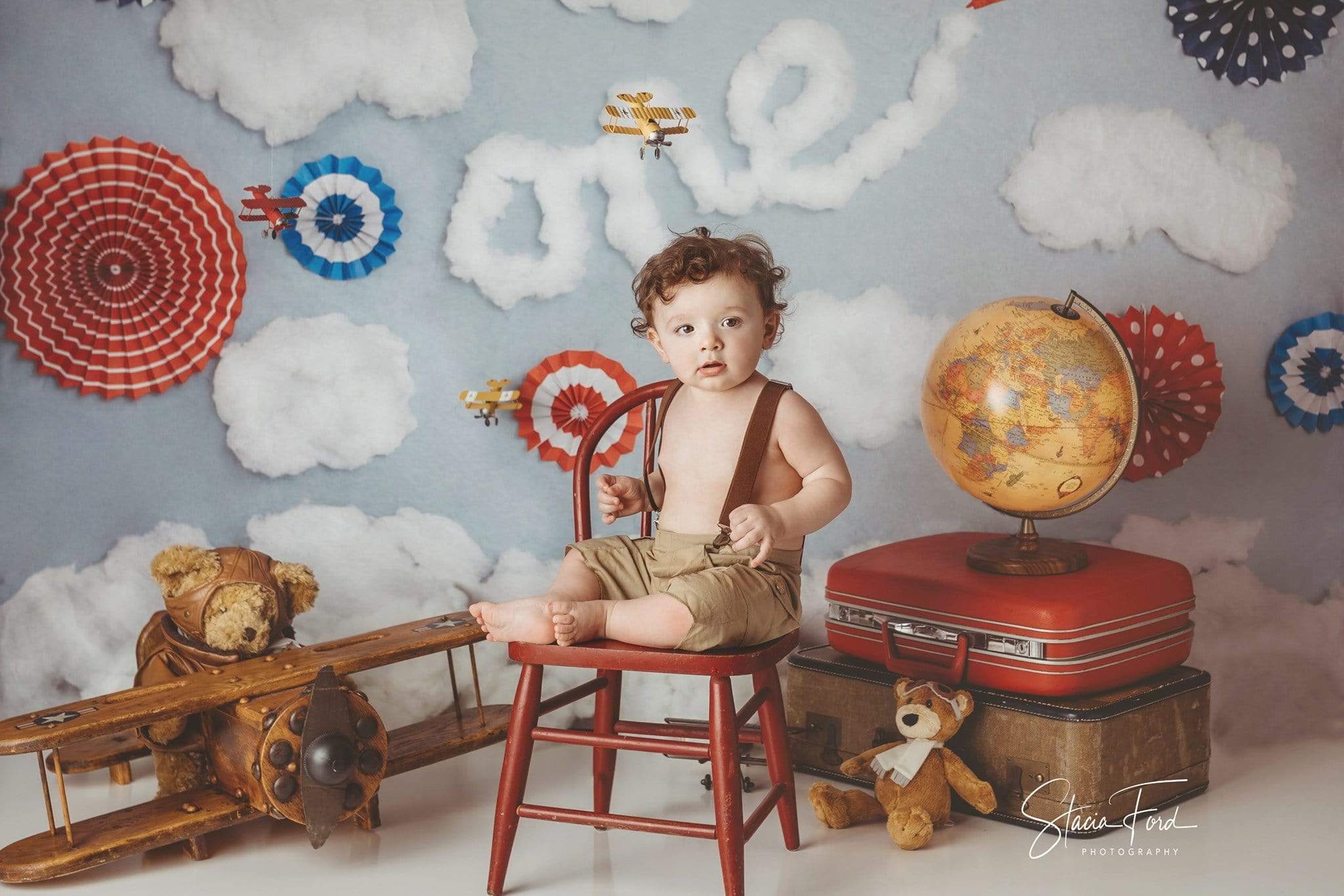 Katebackdrop£ºKate Time Flies Clouds Birthday Children Backdrop for Photography Designed by Lisa B