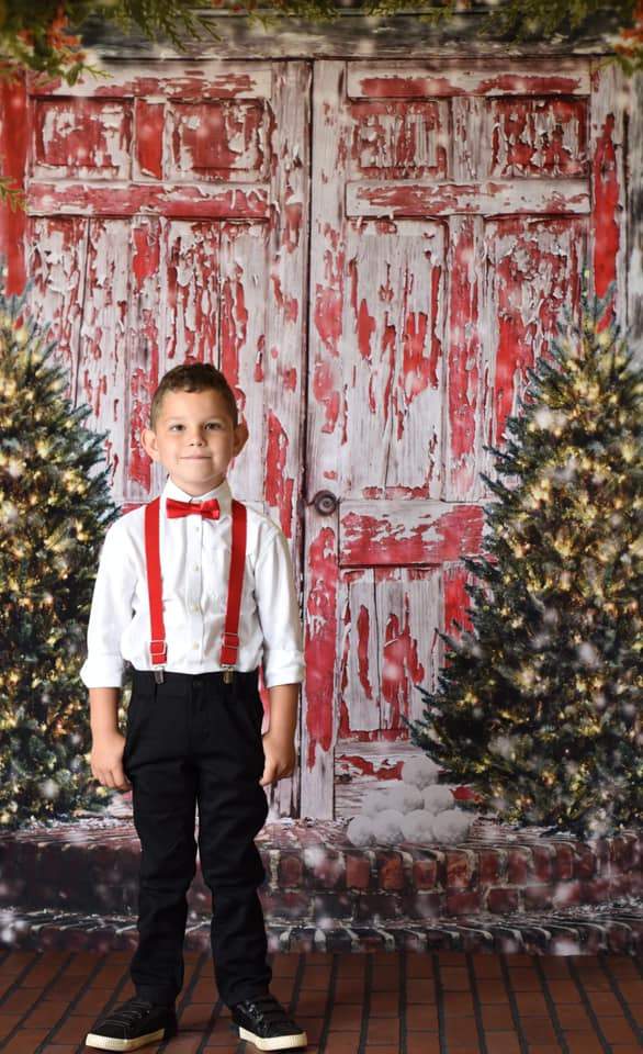 Katebackdrop鎷㈡綖Kate Red Doors Christmas Children Backdrop for Photography Designed by Pamela Hughes photography