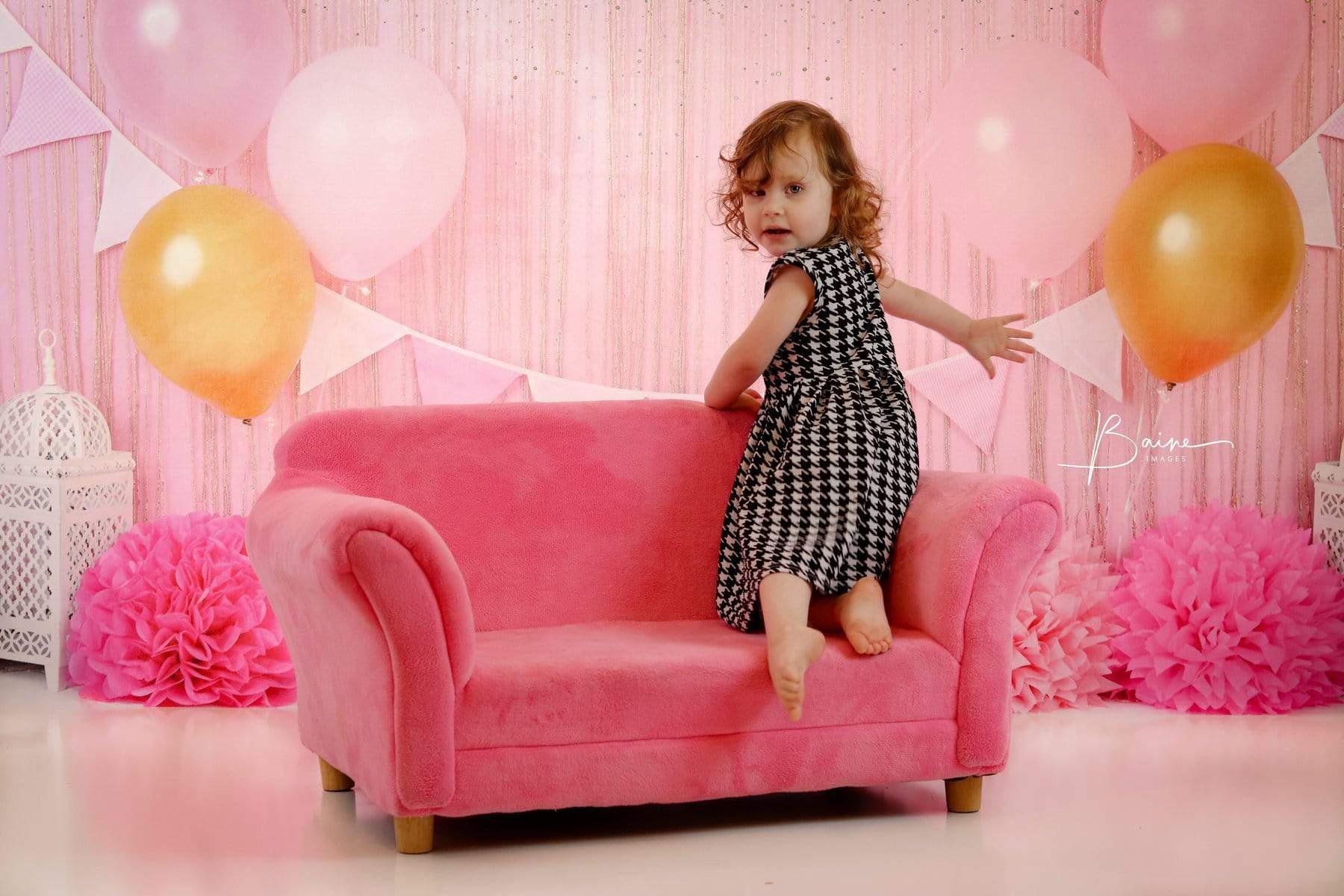 Katebackdrop鎷㈡綖Kate Pink and Gold Birthday Glitter Backdrop for Photography