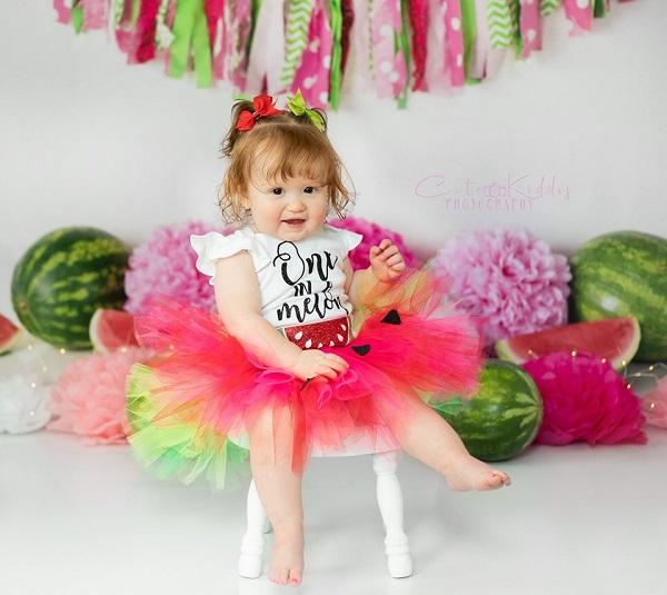 Katebackdrop鎷㈡綖Kate Summer Pink and Green Watermelon Birthday Backdrop for Photography Designed by Mandy Ringe Photography