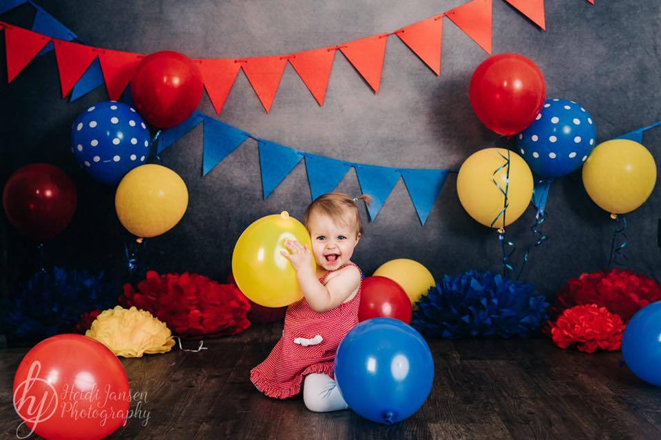 Katebackdrop£ºKate Primary Party with Balloons Backdrop for Children Photography Designed By Tyna Renner