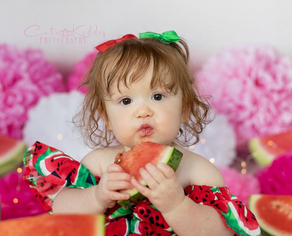 Katebackdrop鎷㈡綖Kate Summer Pink and Green Watermelon Birthday Backdrop for Photography Designed by Mandy Ringe Photography