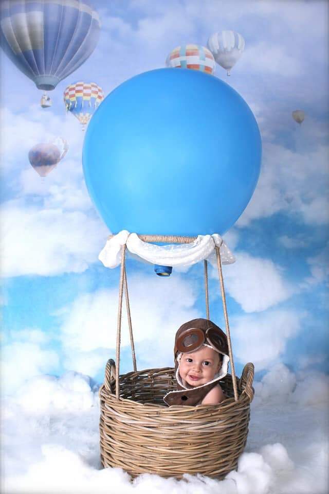 Kate Blue Sky Cloud Hot Air Colored Balloon Backdrop For Children - Katebackdrop