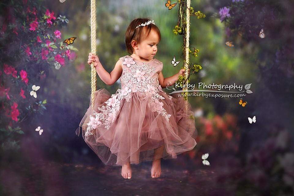 Katebackdrop鎷㈡綖Kate Pink Floral Garden Fairy Lights spring Backdrop for Photography Designed by Pine Park Collection