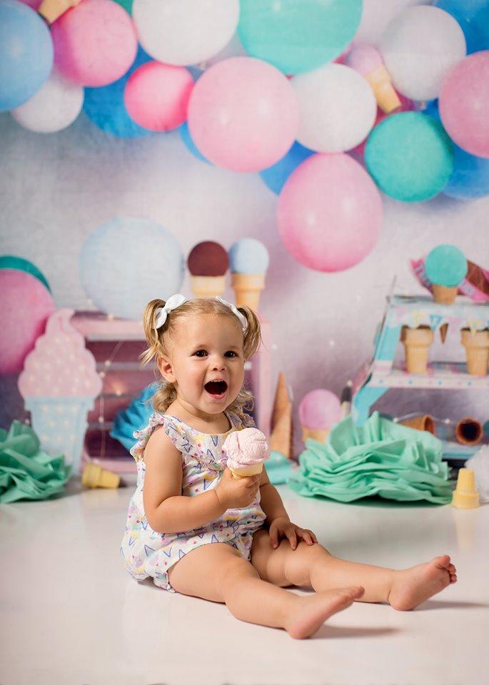 Katebackdrop鎷㈡綖Kate Ice Cream with Balloons Children Backdrop for Photography Designed by Megan Leigh Photography