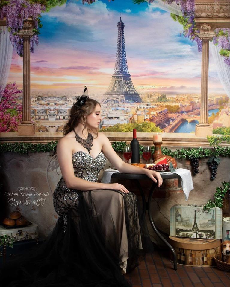 Katebackdrop鎷㈡綖Kate Colored Flower Flowers Backdrop Eiffel Tower Paris City