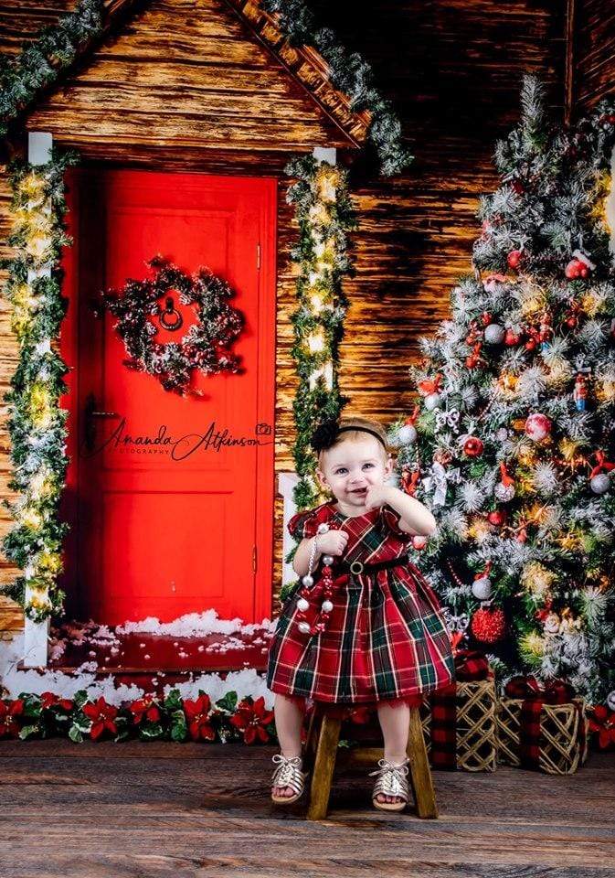 Katebackdrop£ºKate Christmas Trees Red Door Backdrops for Photography