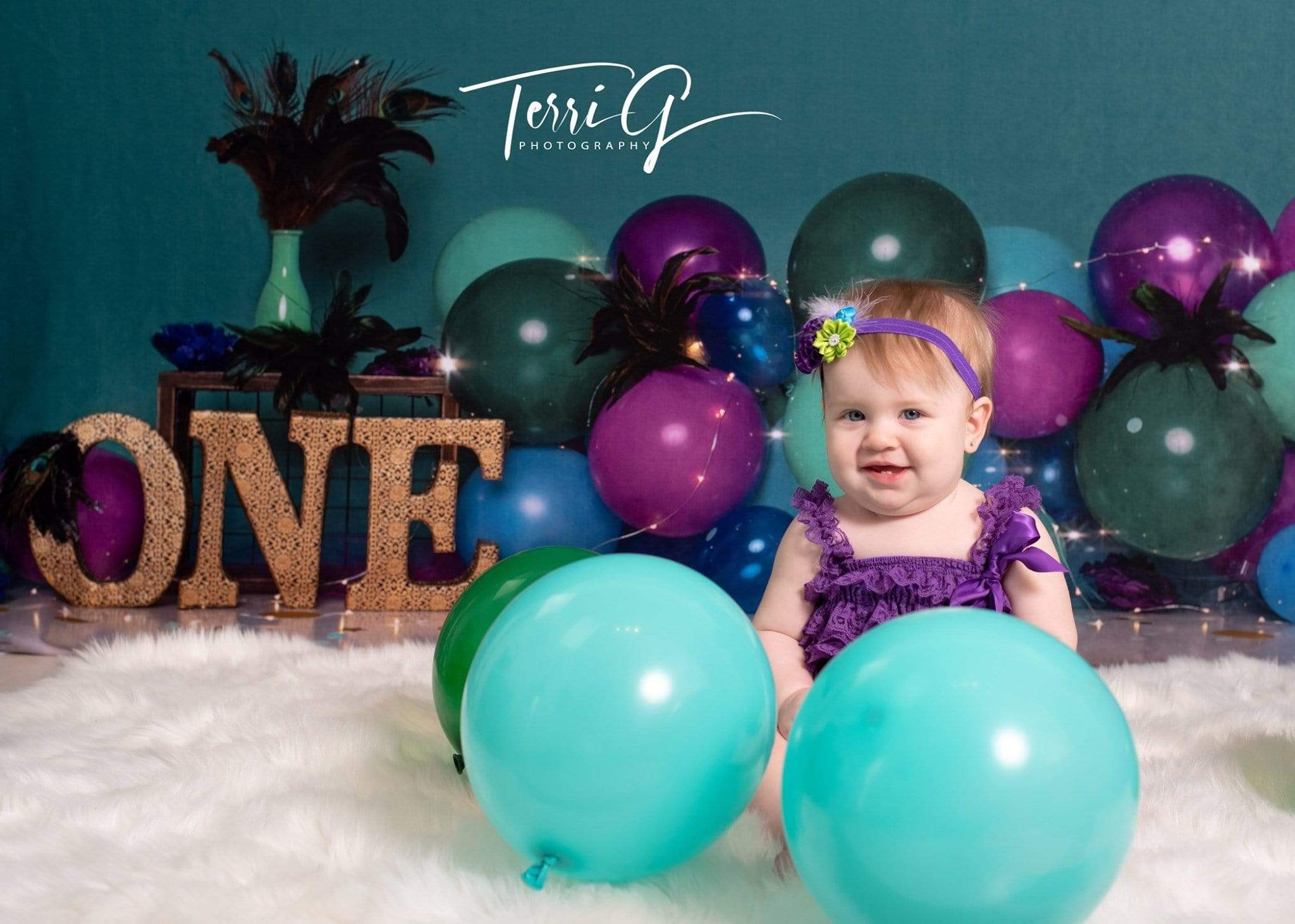 Katebackdrop鎷㈡綖Kate 1st Birthday with Balloons Backdrop for Photography Designed by Cassie Christiansen Photography