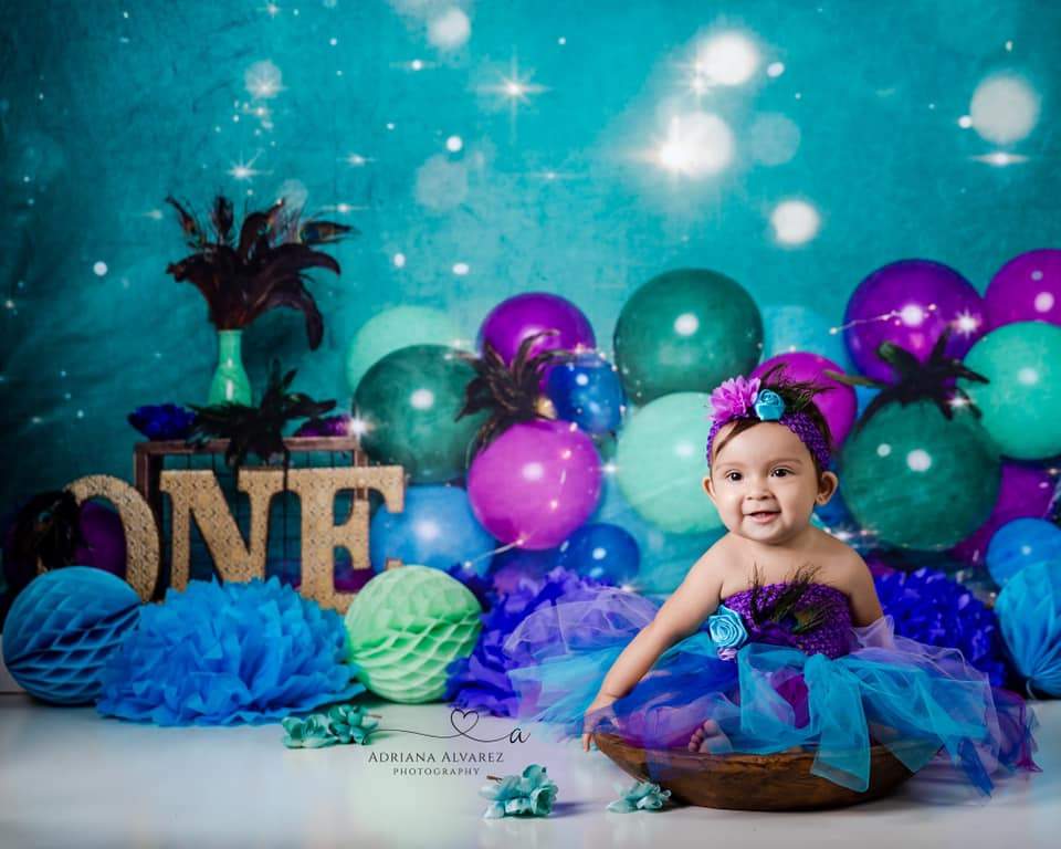 Katebackdrop鎷㈡綖Kate 1st Birthday Balloons Bokeh Backdrop for Photography Designed by Cassie Christiansen Photography