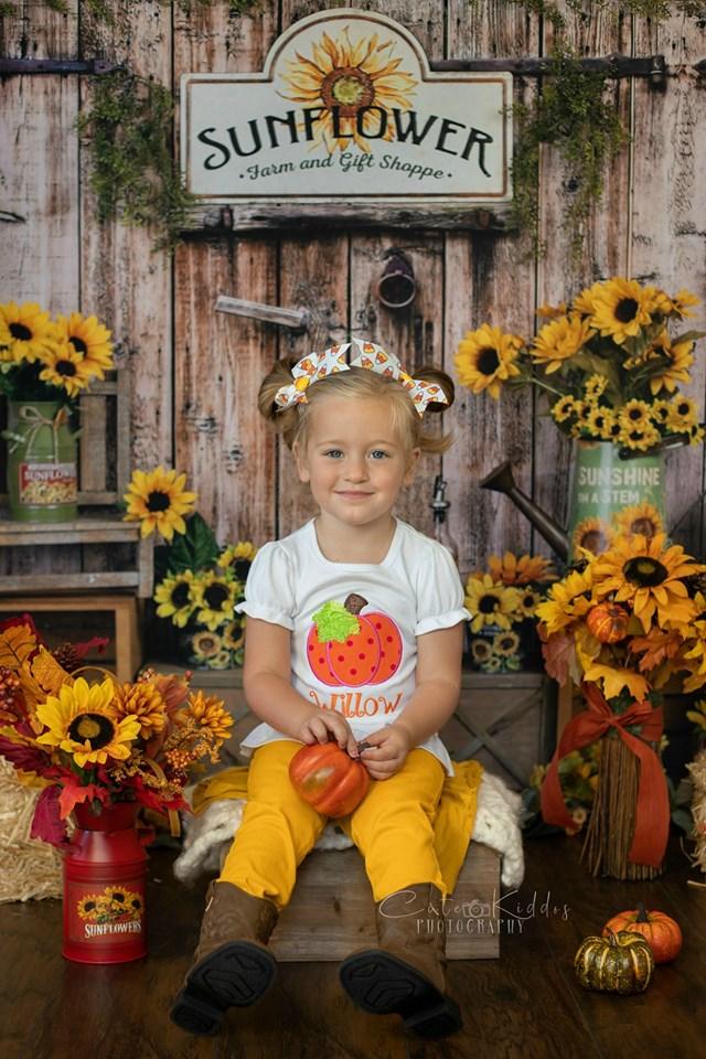 Katebackdrop鎷㈡綖Kate Sunflower Gift Shop Wood Fall Backdrop for Photography