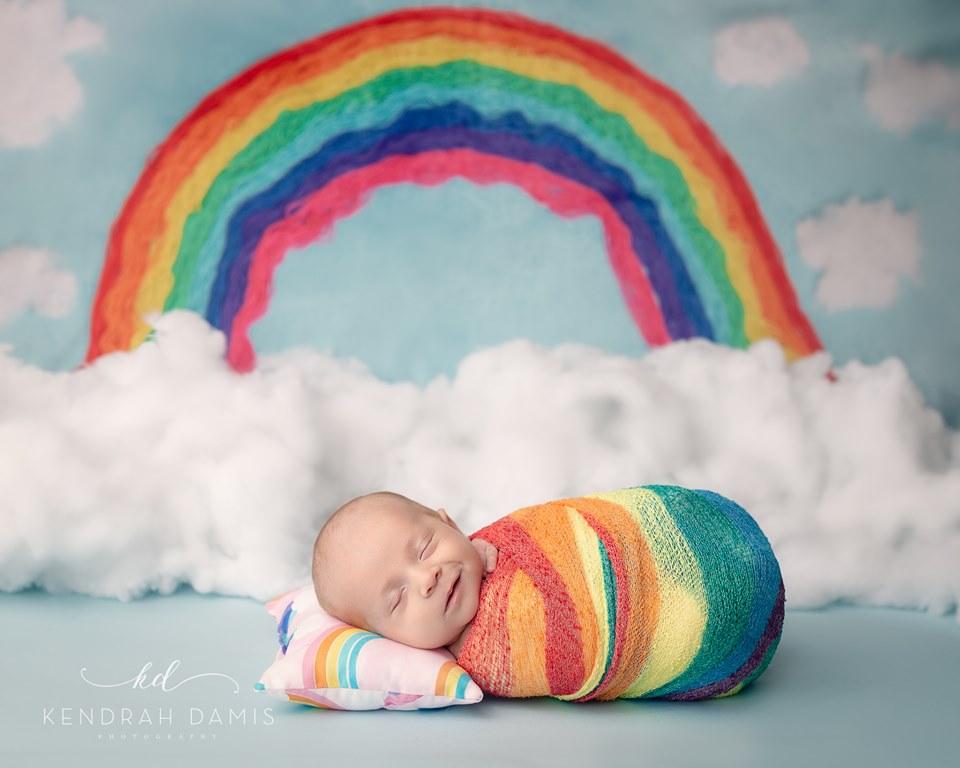 Katebackdrop鎷㈡綖Kate Blue Background with Rainbow Children Backdrop for Photography Designed by Erin Larkins