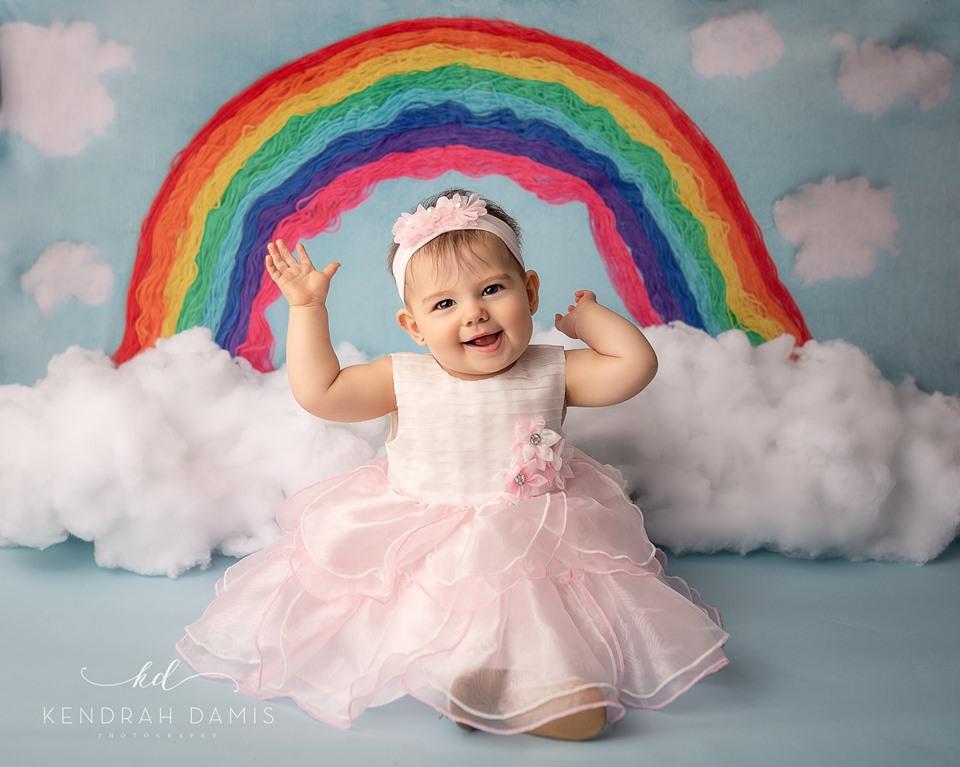 Katebackdrop鎷㈡綖Kate Blue Background with Rainbow Children Backdrop for Photography Designed by Erin Larkins