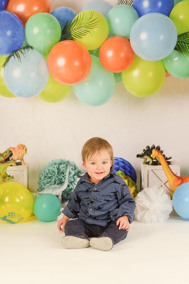 Katebackdrop£ºKate Dinosaur Birthday with Balloons Backdrop for Photography Designed By Mandy Ringe Photography