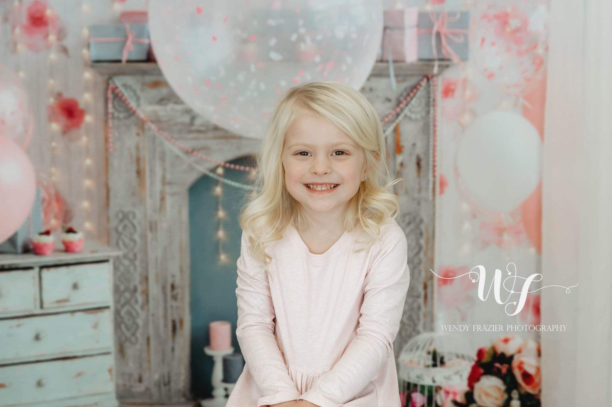 Kate Pink Wall Balloons Babies Birthday Backdrop Cake Smash - Katebackdrop