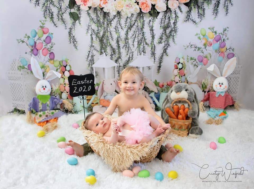 Katebackdrop鎷㈡綖Kate Easter with Rabbits Floral Backdrop for Photography