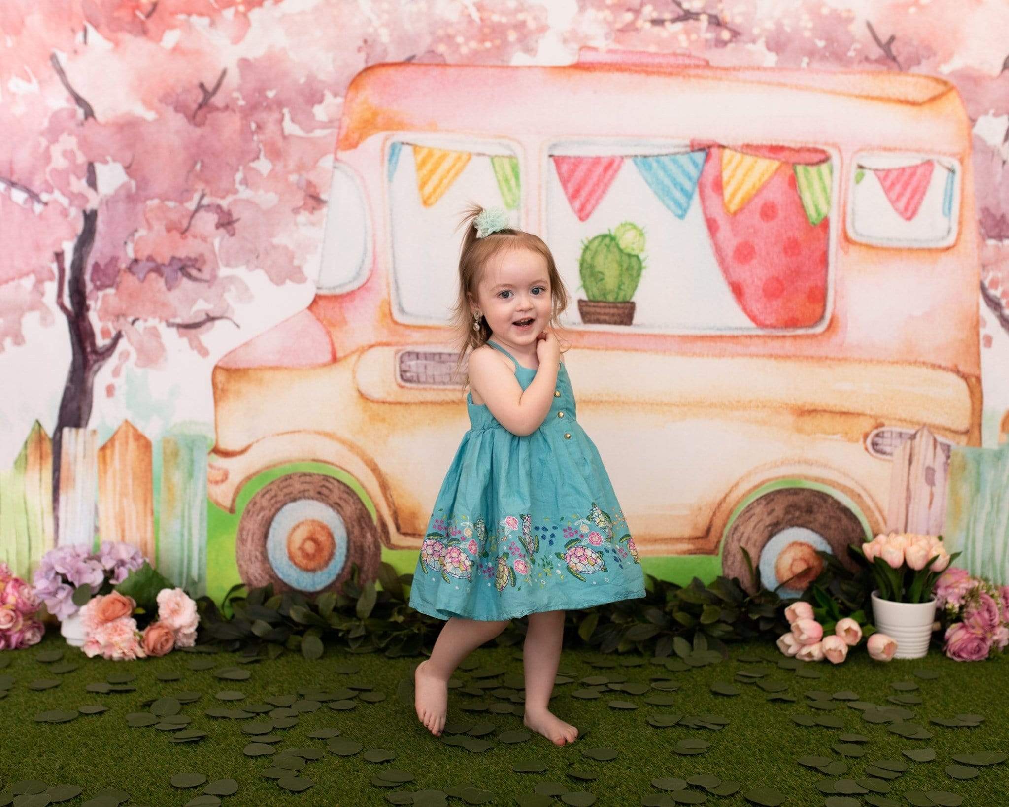 Katebackdrop鎷㈡綖Kate Summer Ice Cream Truck Watercolor Children Backdrop Designed By Pine Park Collection
