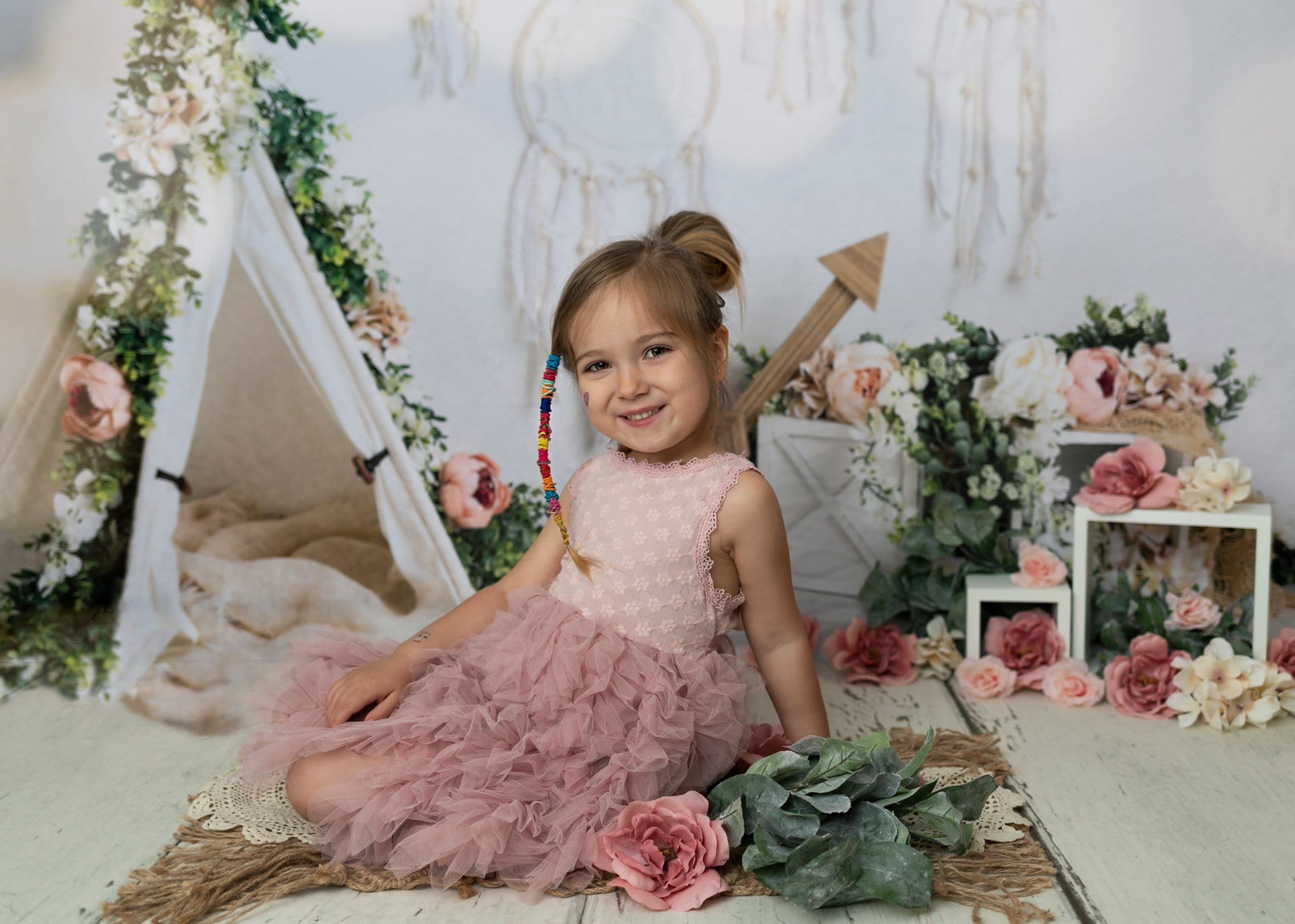 Kate Mother's Day Boho Teepee Spring Backdrop Designed by Megan Leigh Photography - Kate Backdrop