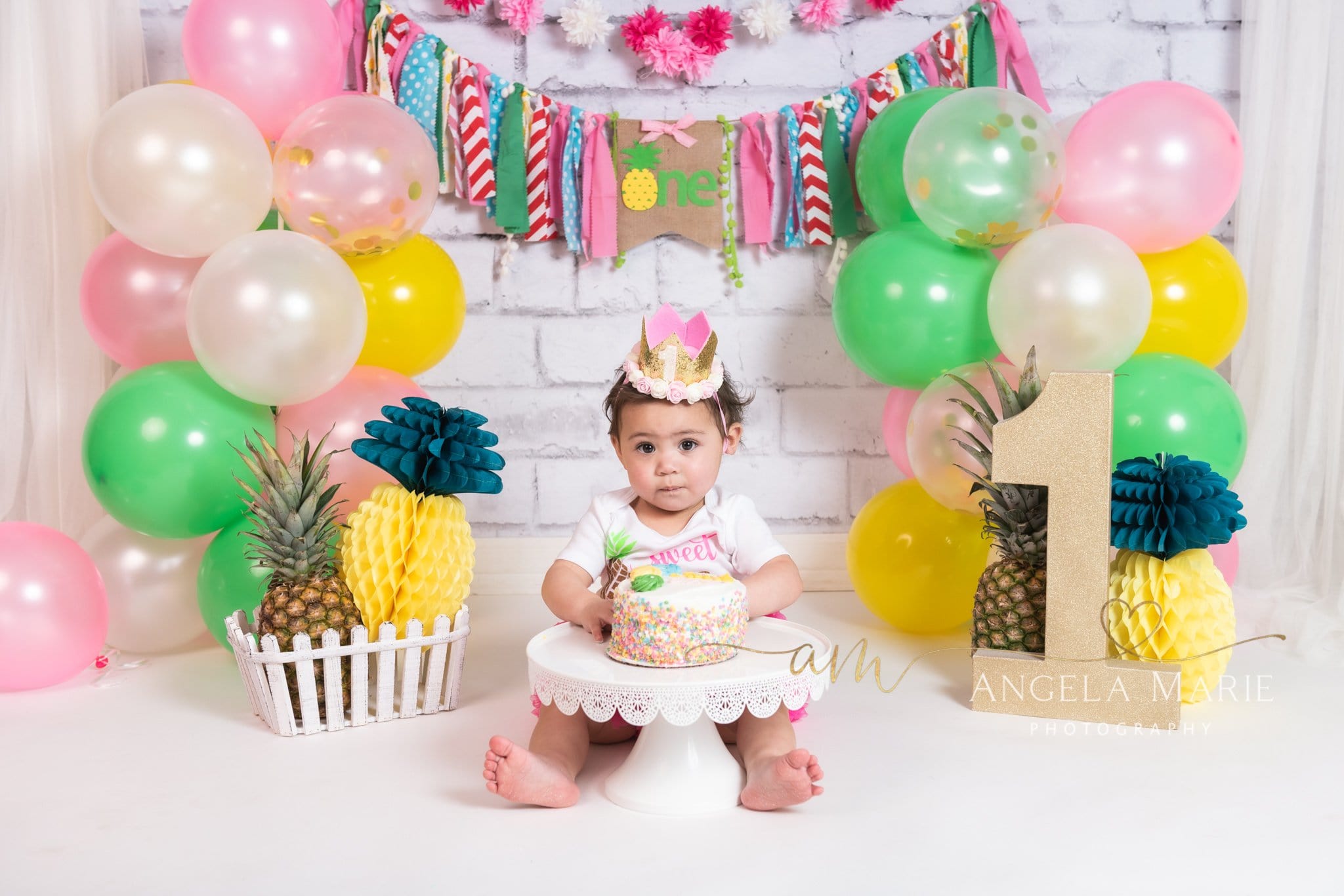 Kate Cake Smash Backdrop Pineapple First Birthday Designed By Angela Marie Photography - Kate Backdrop