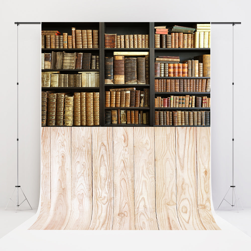 Kate Sweep Bookshelf Backdrop Wood Splicing Designed by Chain Photography