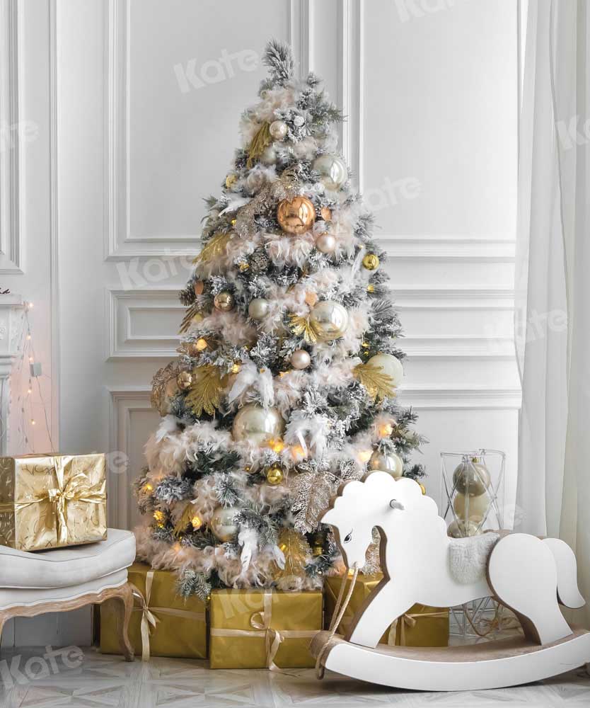 Kate Winter Backdrop Christmas Tree Retro Wall Trojan Horse Designed by Chain Photography
