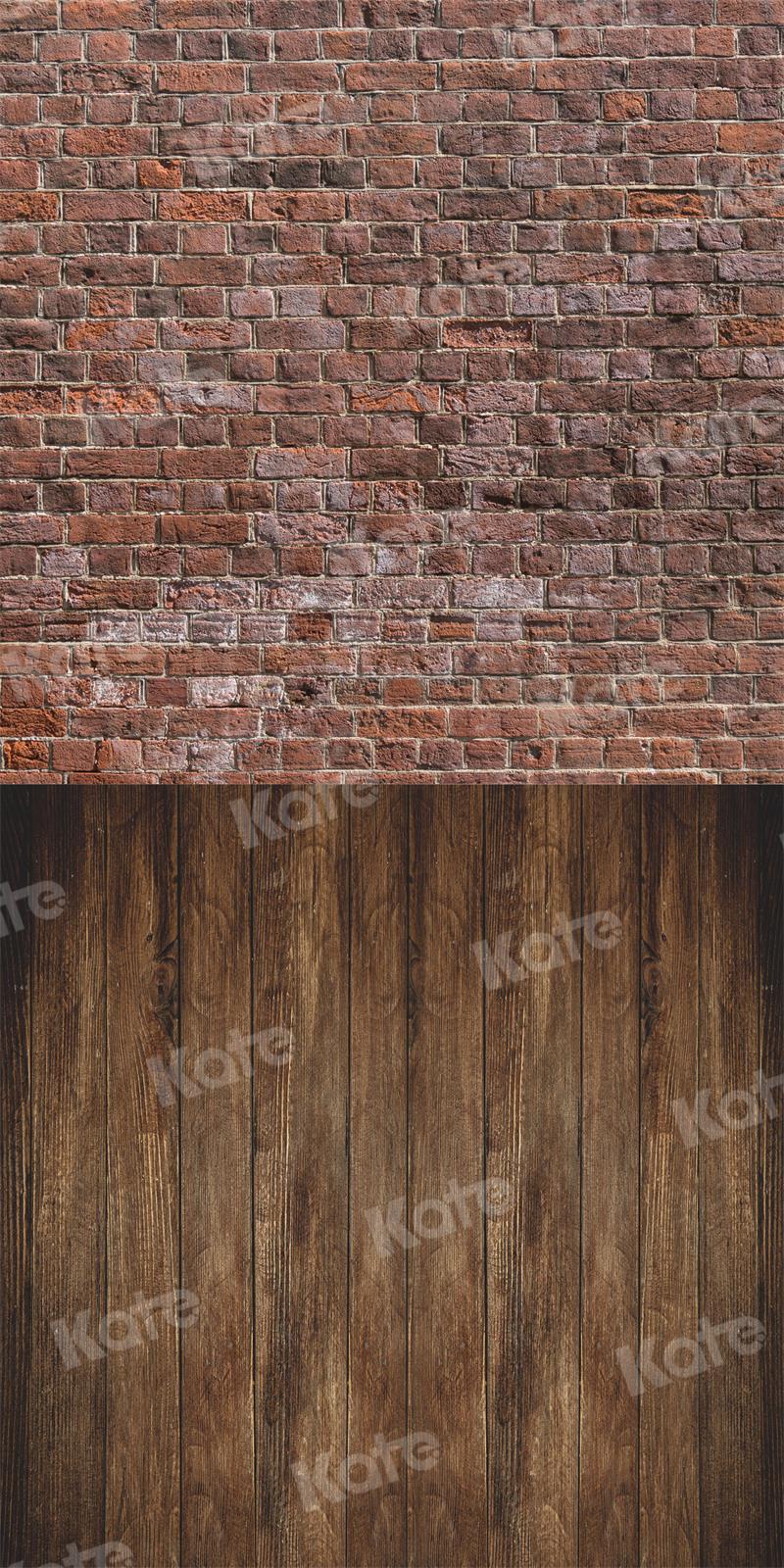 Kate Sweep Brick Wall Backdrop Wood Grain for Photography