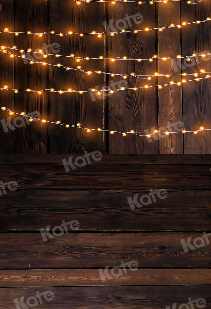 Rustic Warm Glow String Lights Backdrop
