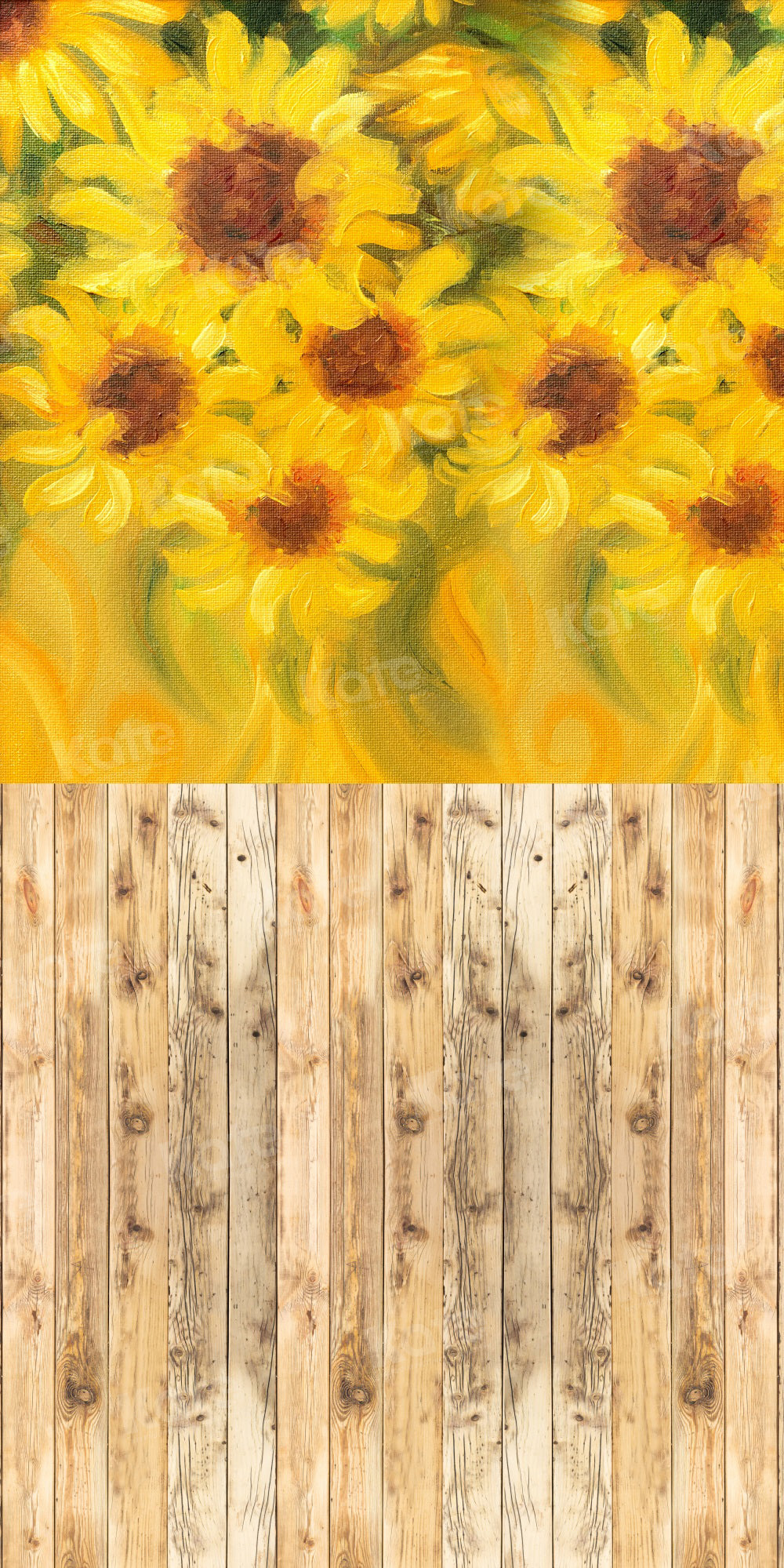 Kate Sweep Autumn Sunflower Wood Floor Backdrop for Photography