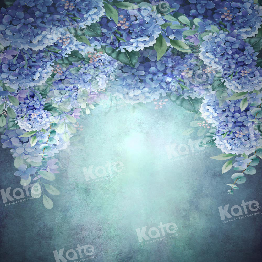 Kate Floral Fine Art Blue Hydrangea Macrophylla Backdrop Designed by GQ