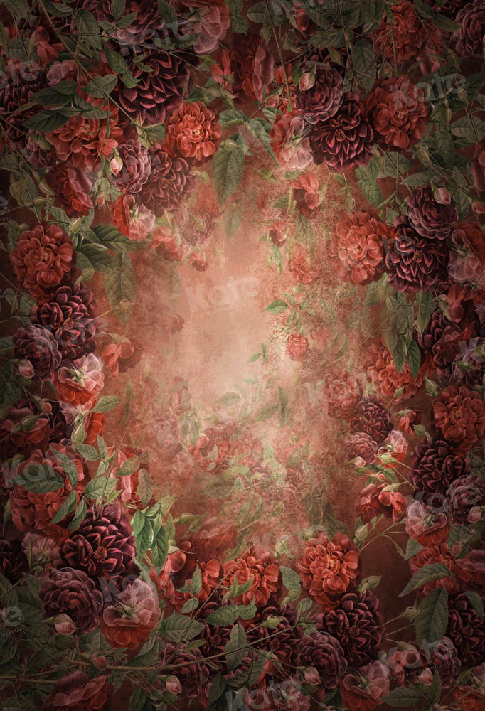RTS Kate Fine Art Red Floral Backdrop Designed by GQ (US ONLY)